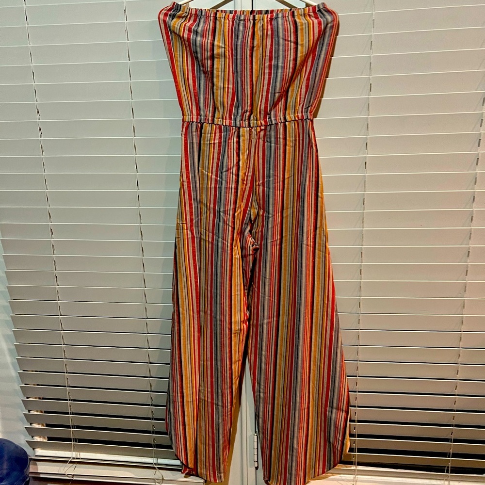 601 Nwt Drew Emerson strapless tulip leg striped multi color romper xs